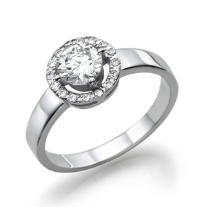 תמונה של טבעת יהלום 0.5 קראט עם יהלומים צדדיים 0.18 קראט